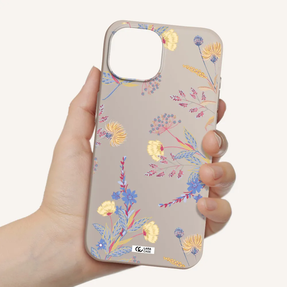 Pastel Fall Flowers Apple iPhone 15 Silicone Stone Case