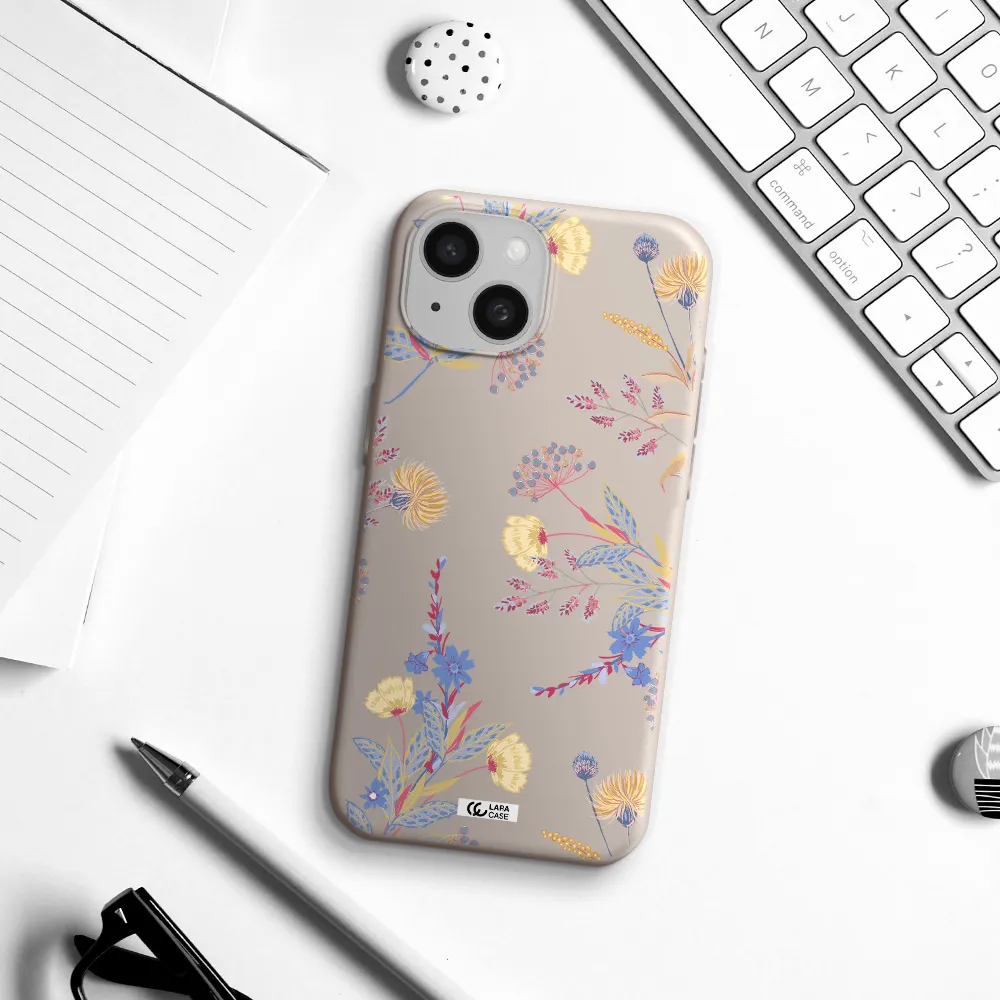 Pastel Fall Flowers Apple iPhone 15 Silicone Stone Case