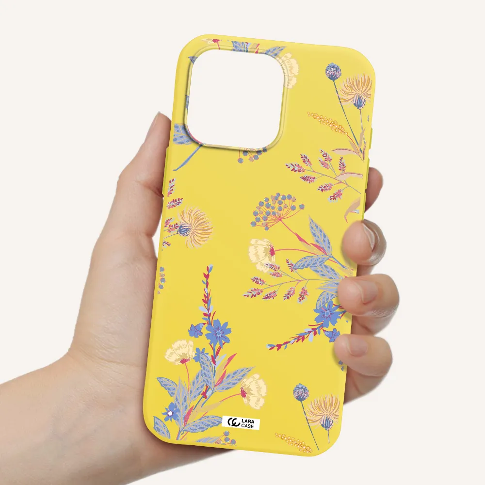 Pastel Fall Flowers Apple Iphone 16 Pro Max Silicone Canary Yellow Case