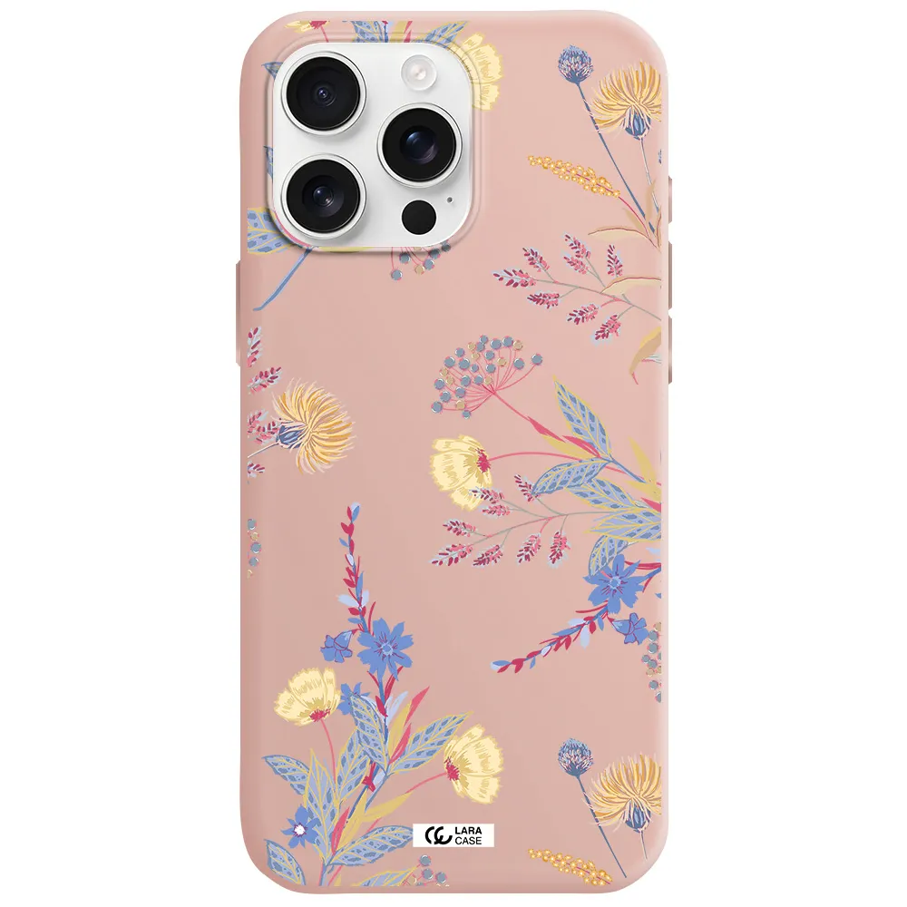 Pastel Fall Flowers Apple Iphone 16 Pro Max Silicone Pastel Pink Case