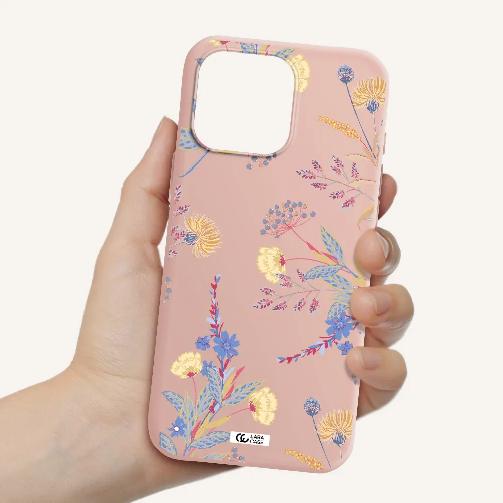 Pastel Fall Flowers Apple Iphone 16 Pro Max Silicone Pastel Pink Case