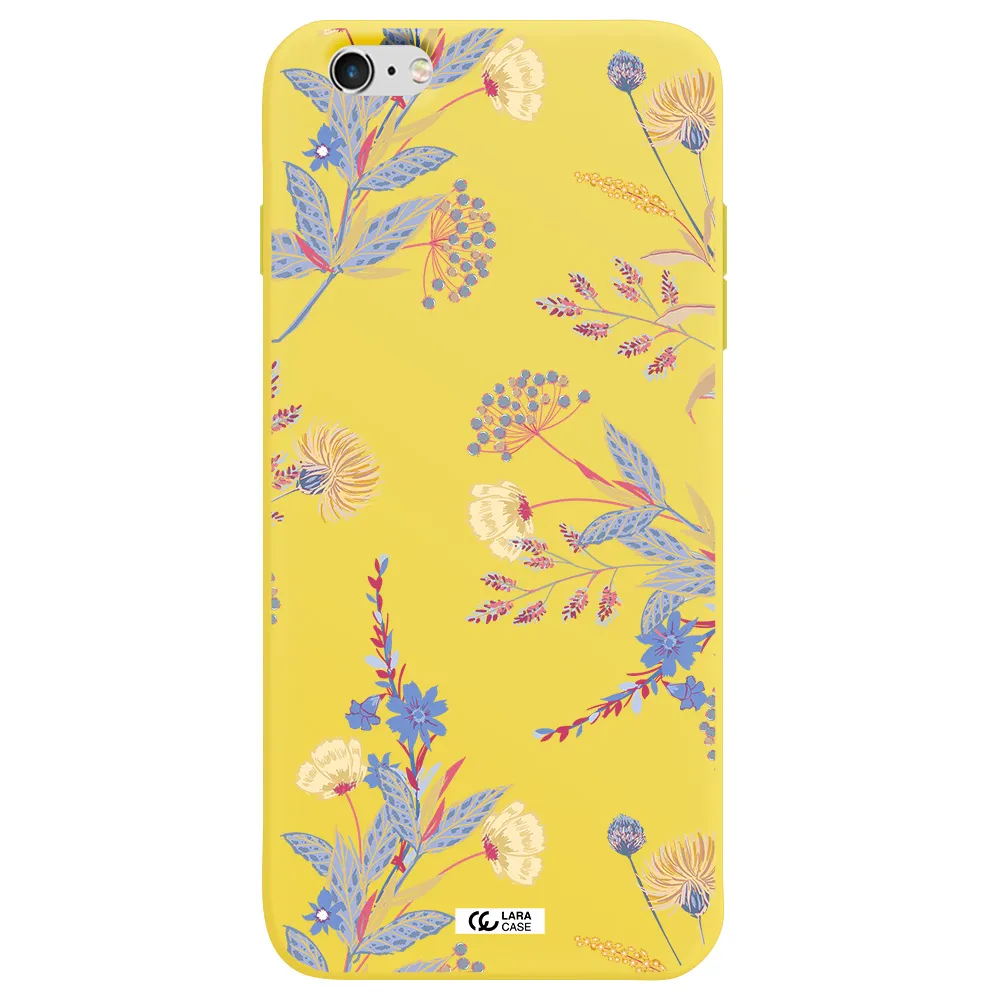 Pastel Fall Flowers Apple iPhone 6 plus Silicone canary yellow Case