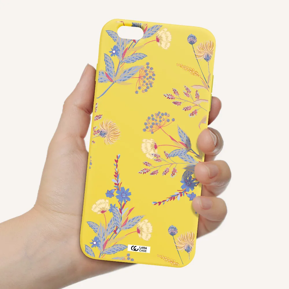 Pastel Fall Flowers Apple iPhone 6 plus Silicone canary yellow Case