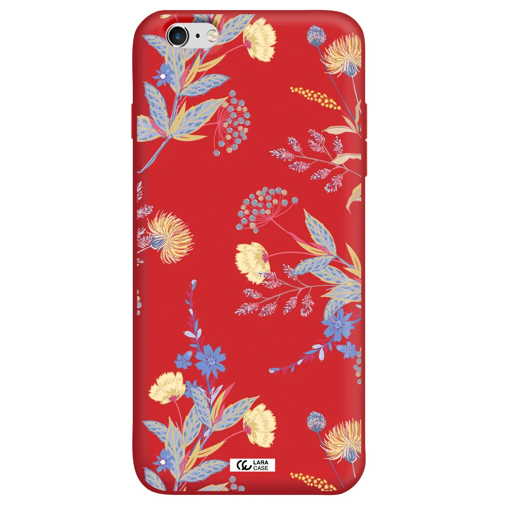 Pastel Fall Flowers Apple iPhone 6 plus Silicone Imperial Red Case