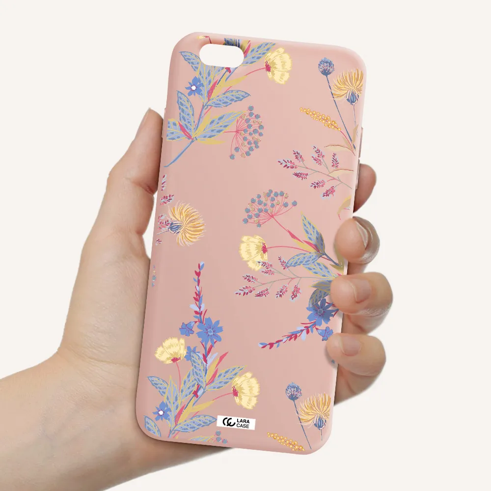 Pastel Fall Flowers Apple iPhone 6 plus Silicone pastel pink Case