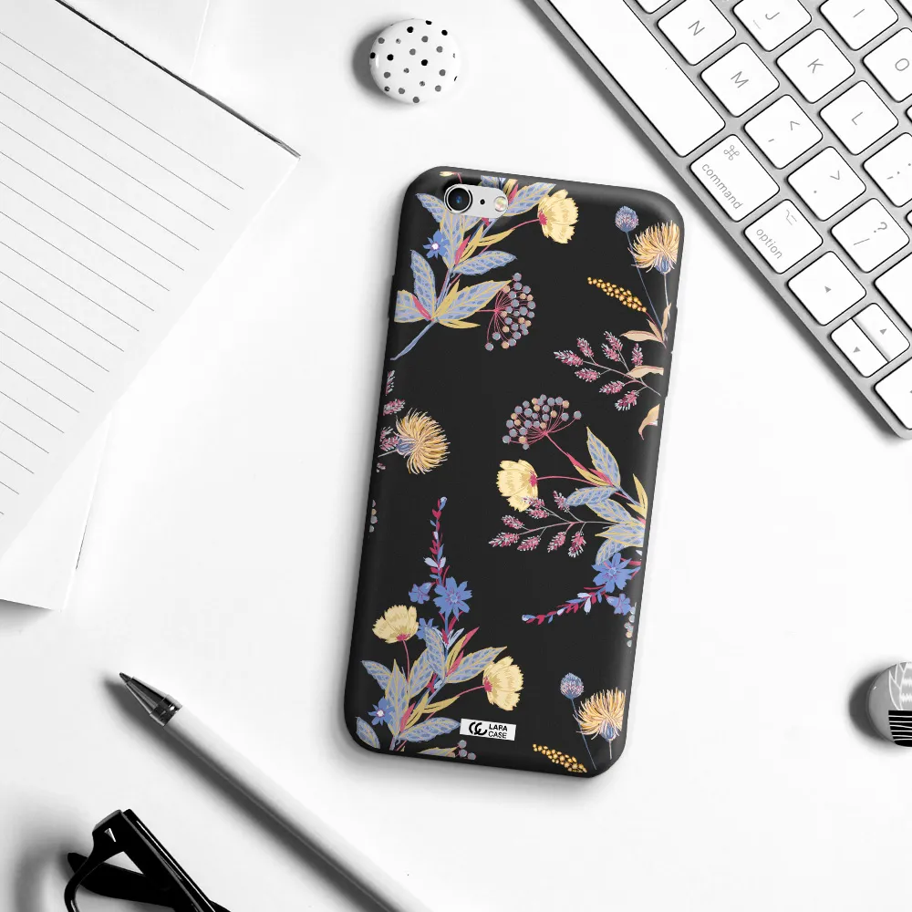 Pastel Fall Flowers Apple iPhone 6 s plus Silicone black Case