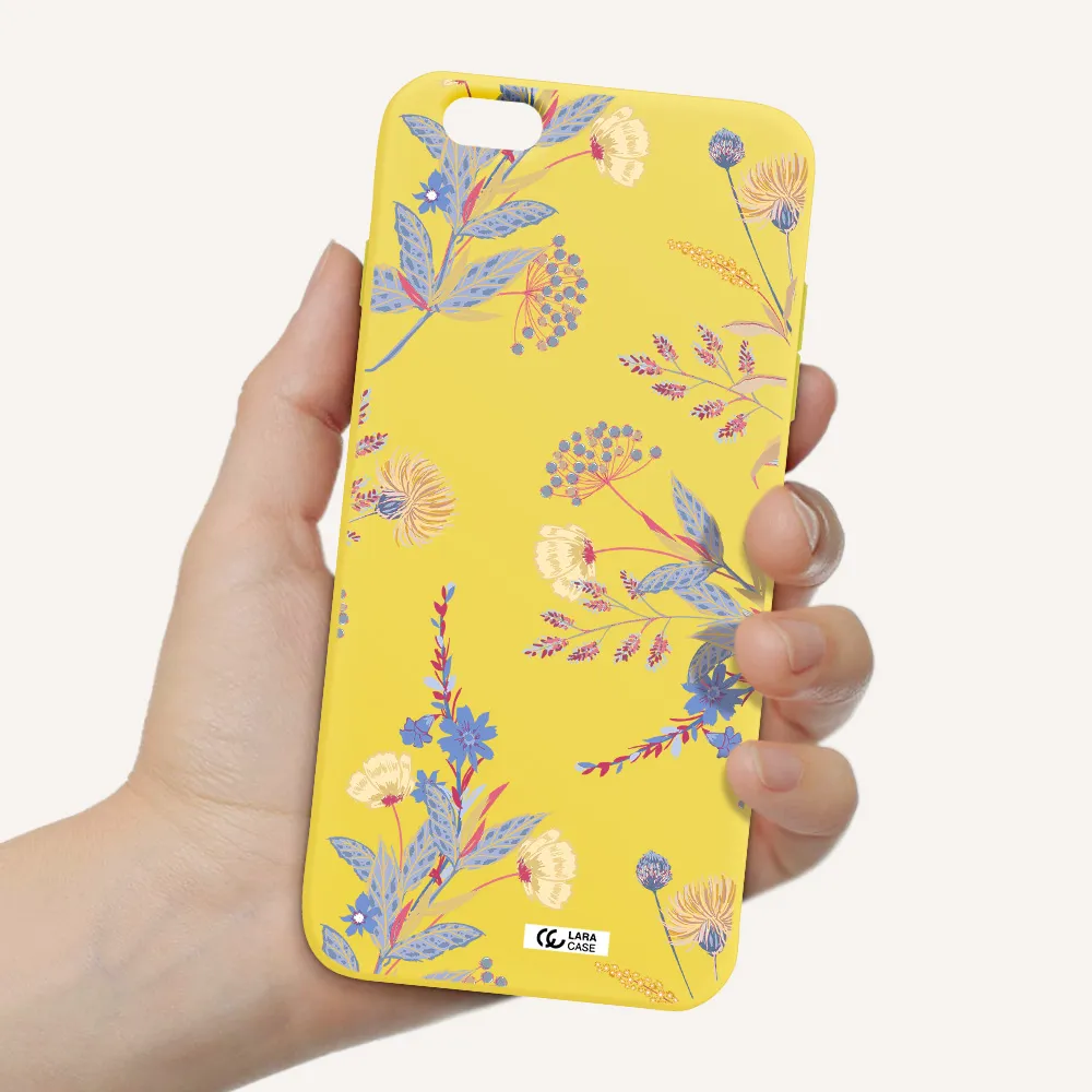 Pastel Fall Flowers Apple iPhone 6 s plus Silicone canary yellow Case