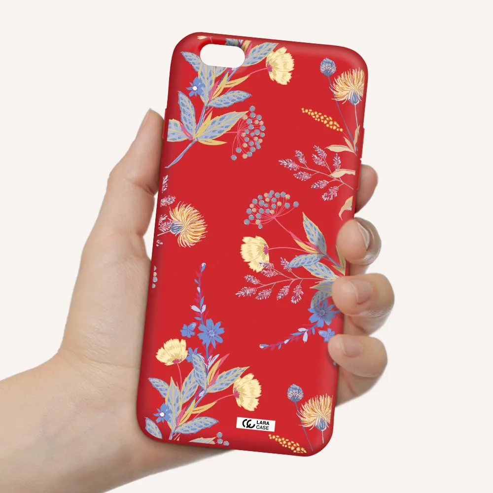 Pastel Fall Flowers Apple iPhone 6 s plus Silicone Imperial Red Case