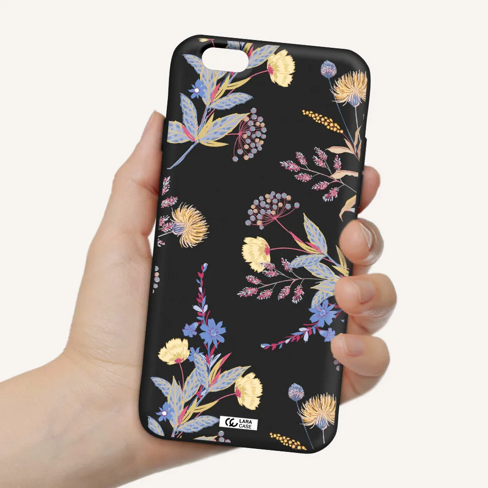 Pastel Fall Flowers Apple iPhone 6 Silicone black Case