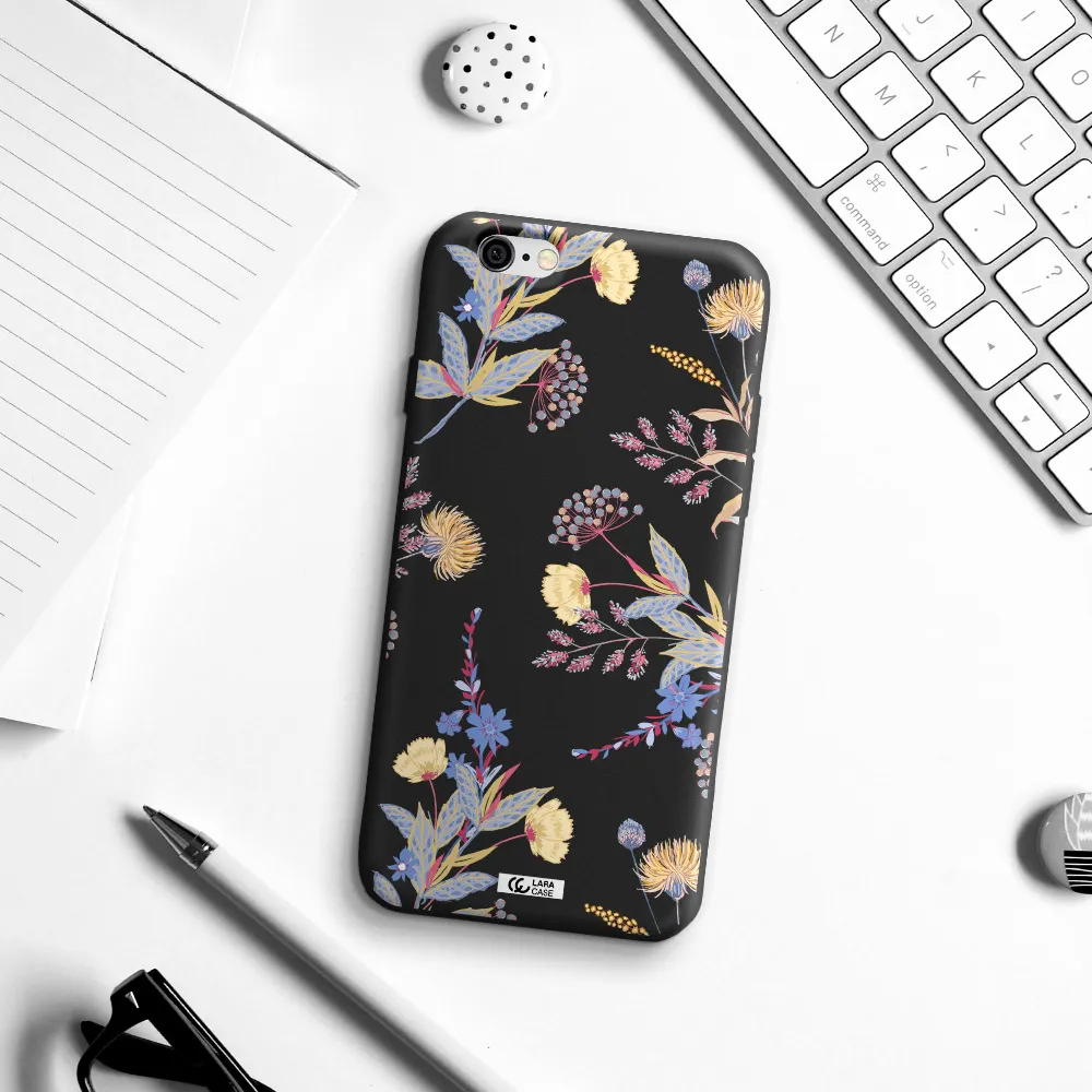Pastel Fall Flowers Apple iPhone 6 Silicone black Case
