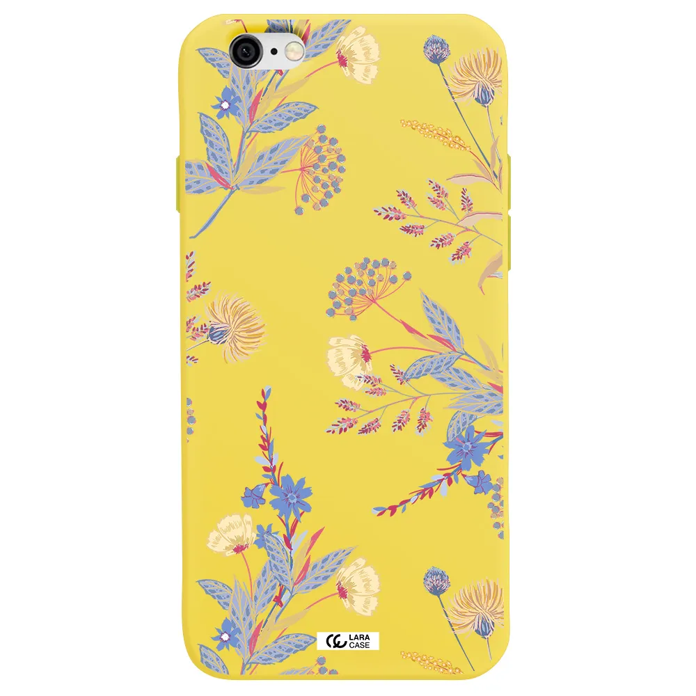 Pastel Fall Flowers Apple iPhone 6 Silicone canary yellow Case