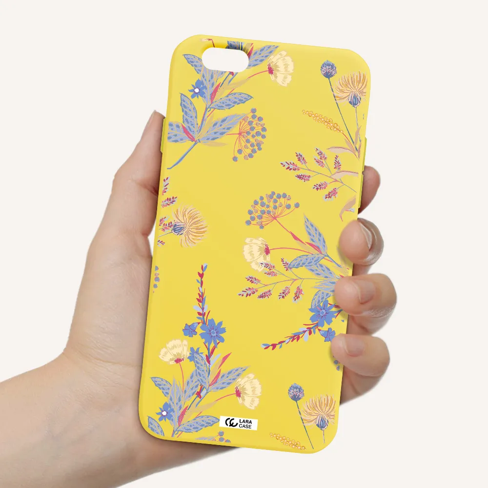 Pastel Fall Flowers Apple iPhone 6 Silicone canary yellow Case