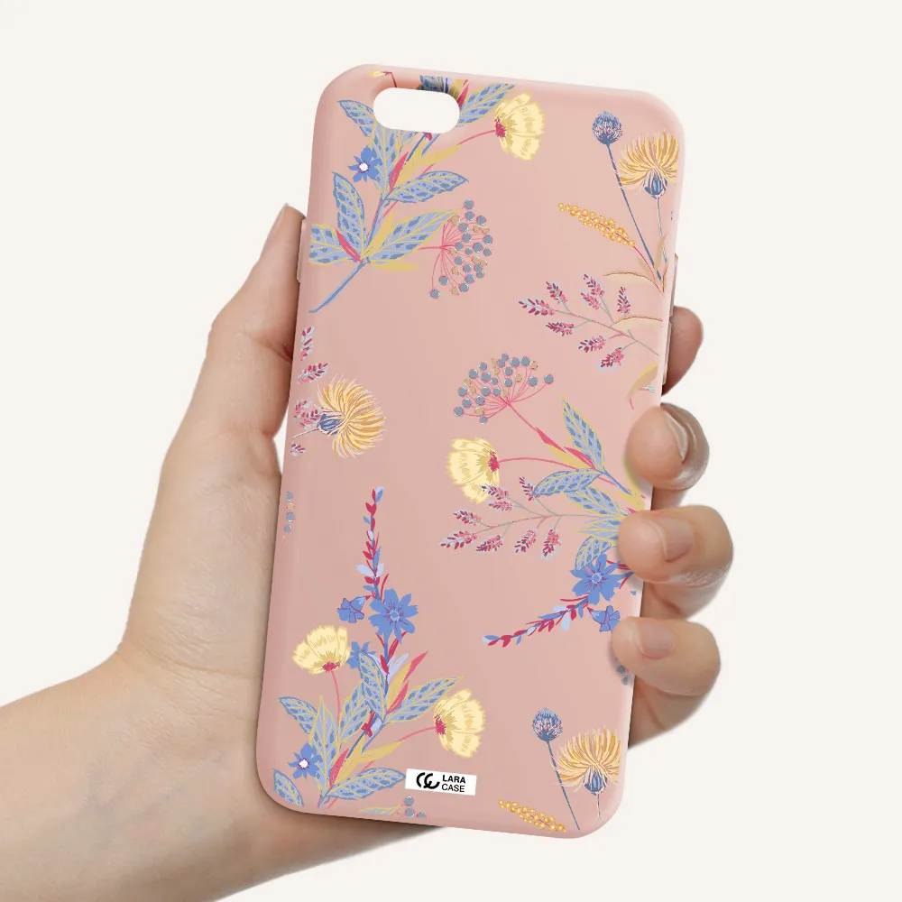 Pastel Fall Flowers Apple iPhone 6 Silicone pastel pink Case