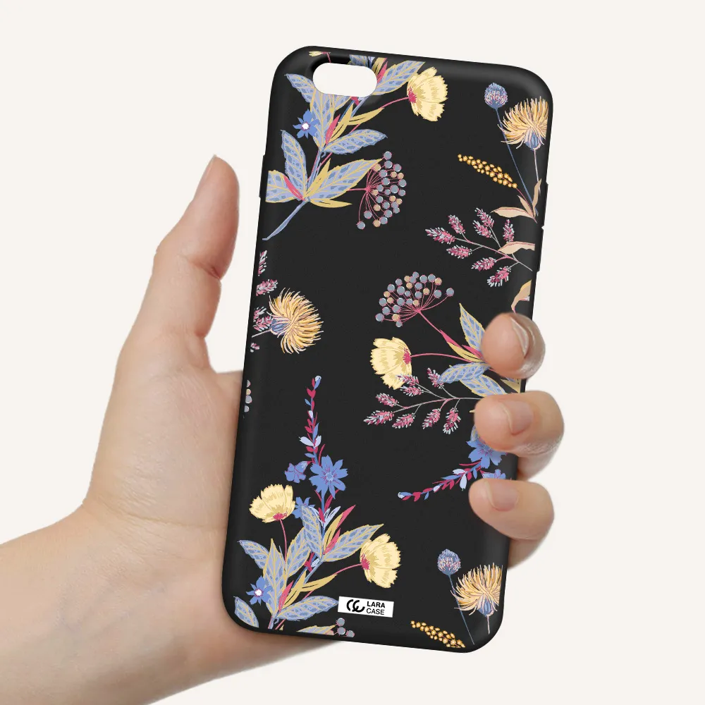 Pastel Fall Flowers Apple iPhone 6S Silicone black Case