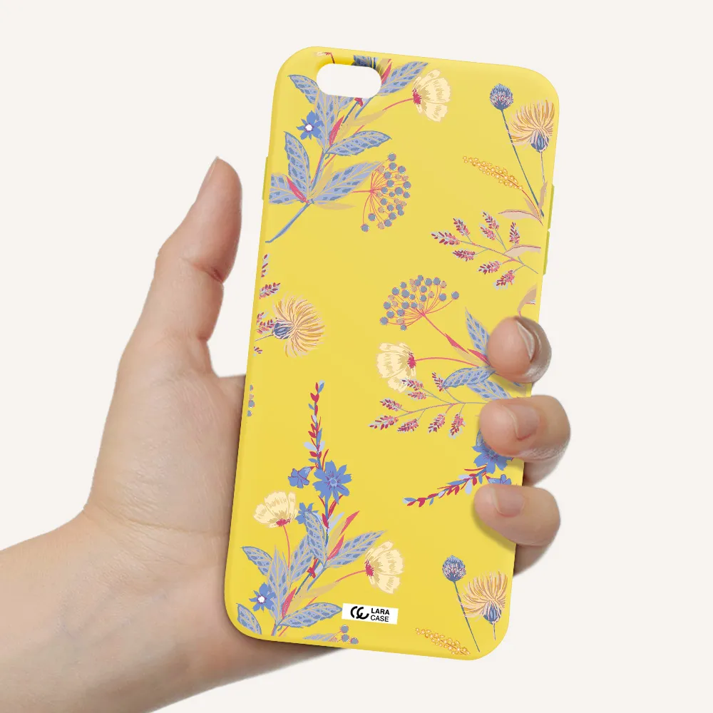 Pastel Fall Flowers Apple iPhone 6S Silicone canary yellow Case