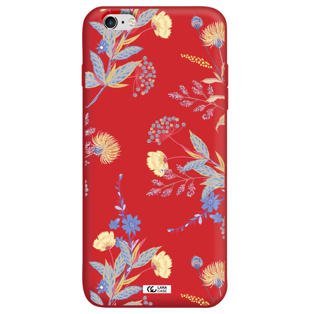 Pastel Fall Flowers Apple iPhone 6S Silicone Imperial Red Case