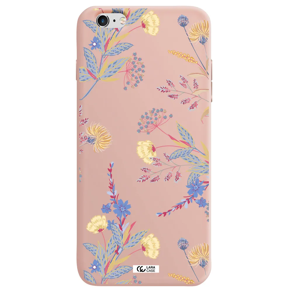 Pastel Fall Flowers Apple iPhone 6S Silicone pastel pink Case