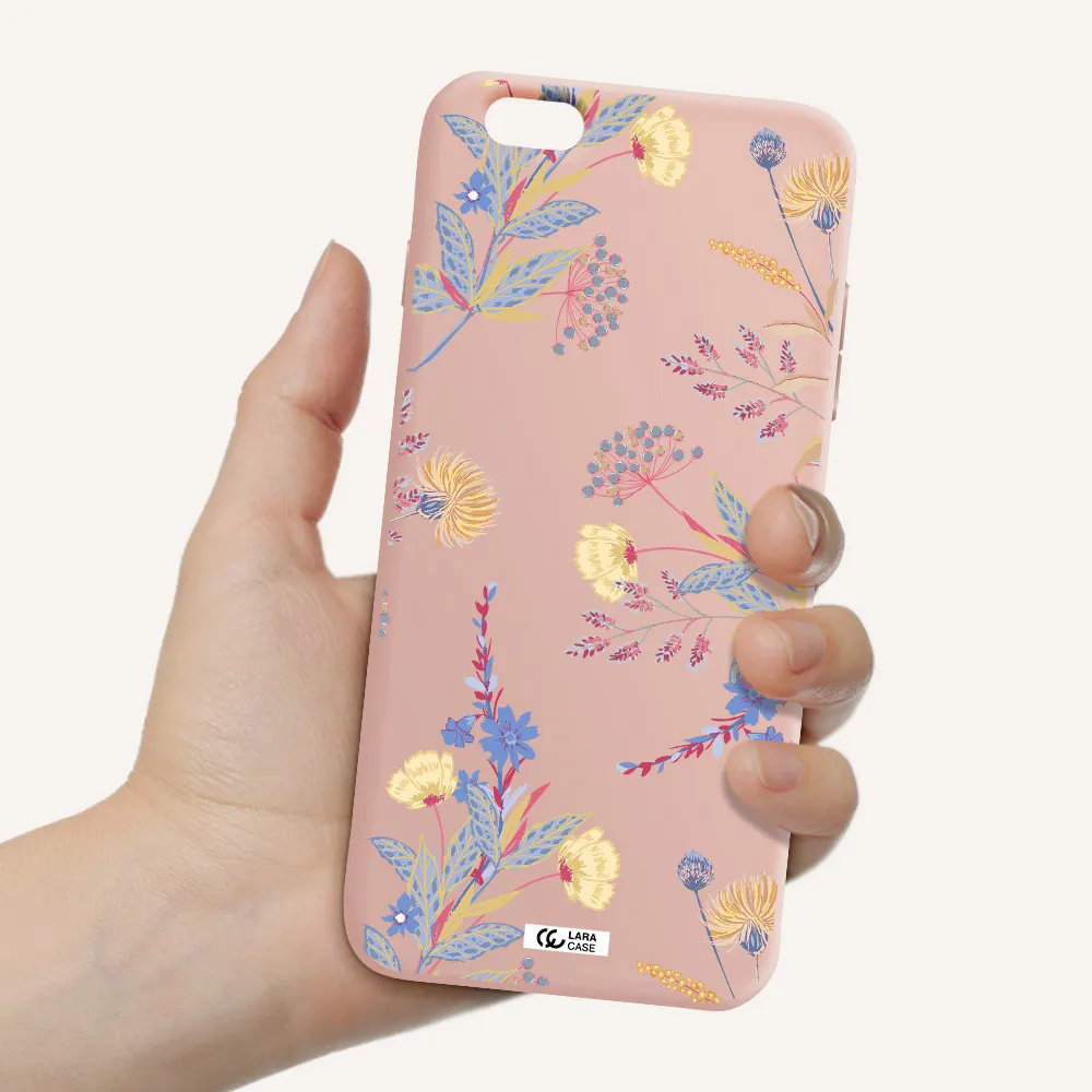 Pastel Fall Flowers Apple iPhone 6S Silicone pastel pink Case