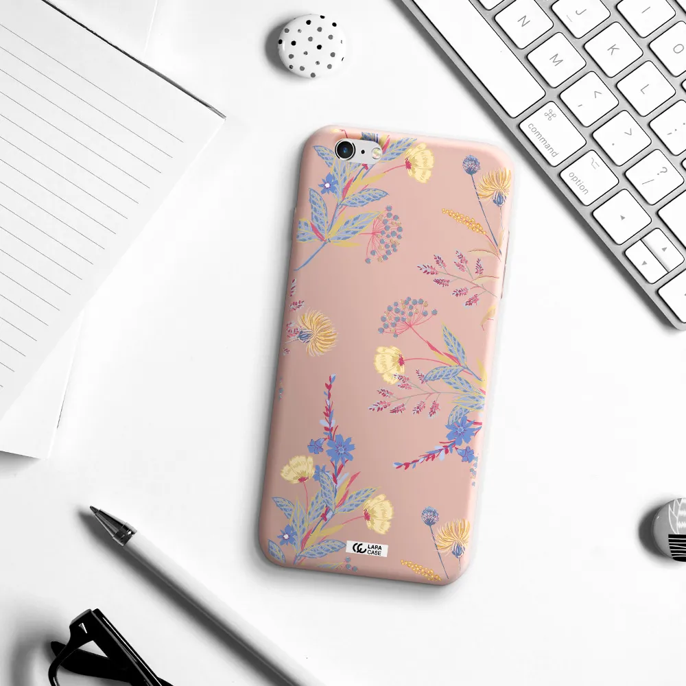 Pastel Fall Flowers Apple iPhone 6S Silicone pastel pink Case