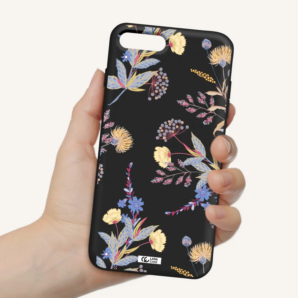 Pastel Fall Flowers Apple iPhone 7 plus Silicone black Case