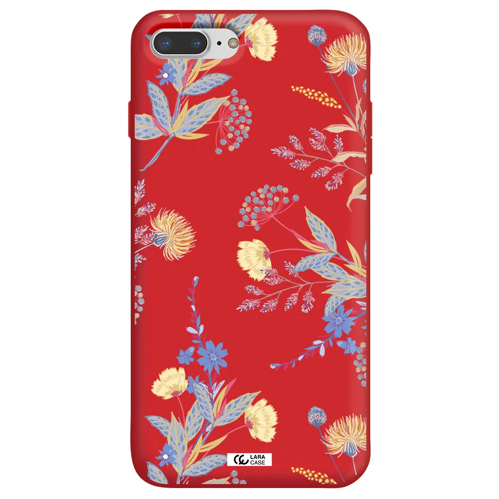 Pastel Fall Flowers Apple iPhone 7 plus Silicone Imperial Red Case