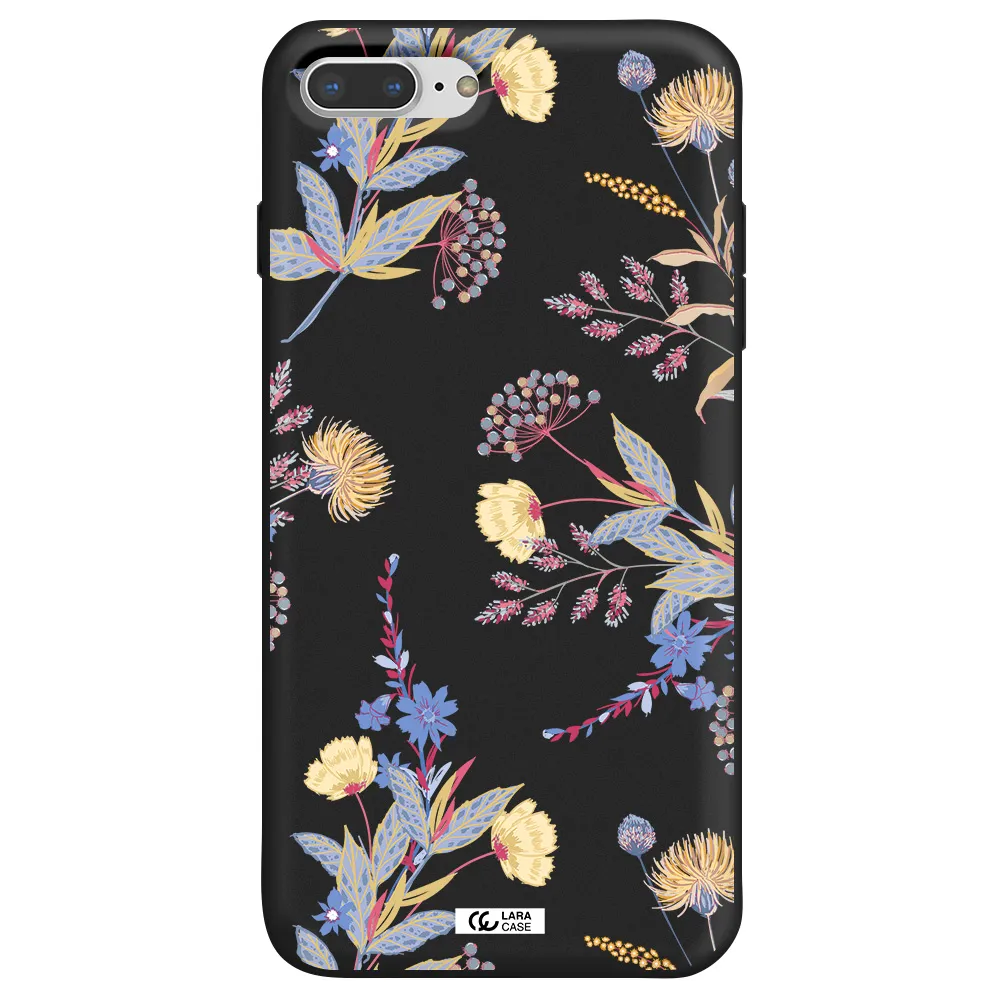 Pastel Fall Flowers Apple iPhone 8 plus Silicone black Case