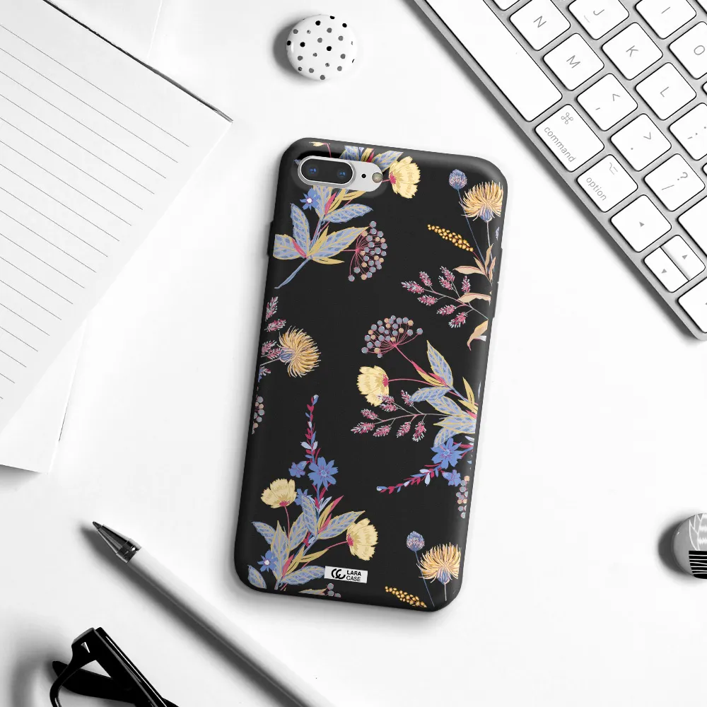 Pastel Fall Flowers Apple iPhone 8 plus Silicone black Case