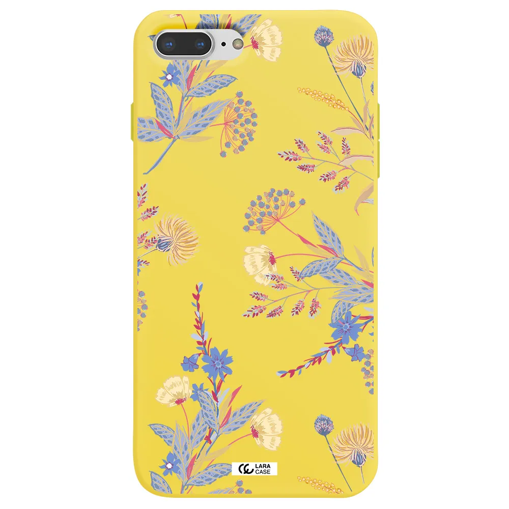 Pastel Fall Flowers Apple iPhone 8 plus Silicone canary yellow Case