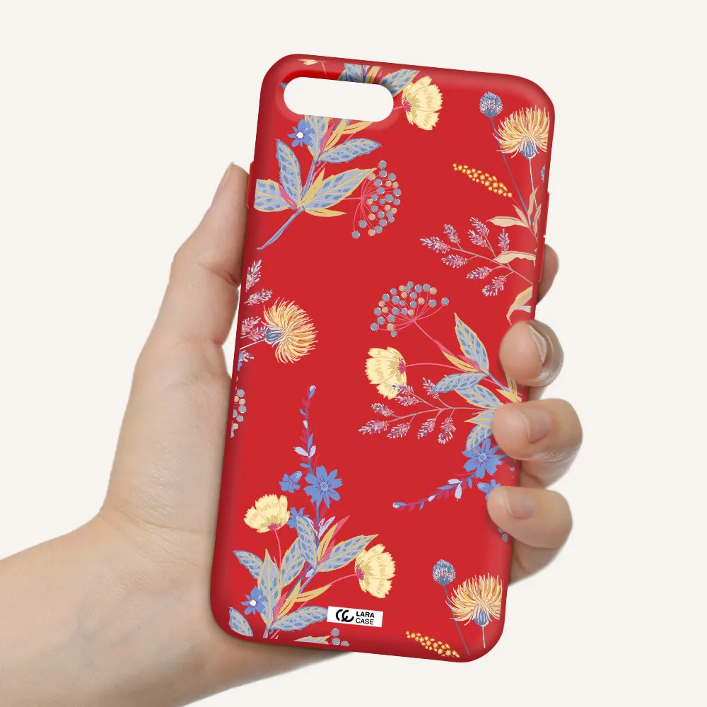 Pastel Fall Flowers Apple iPhone 8 plus Silicone Imperial Red Case
