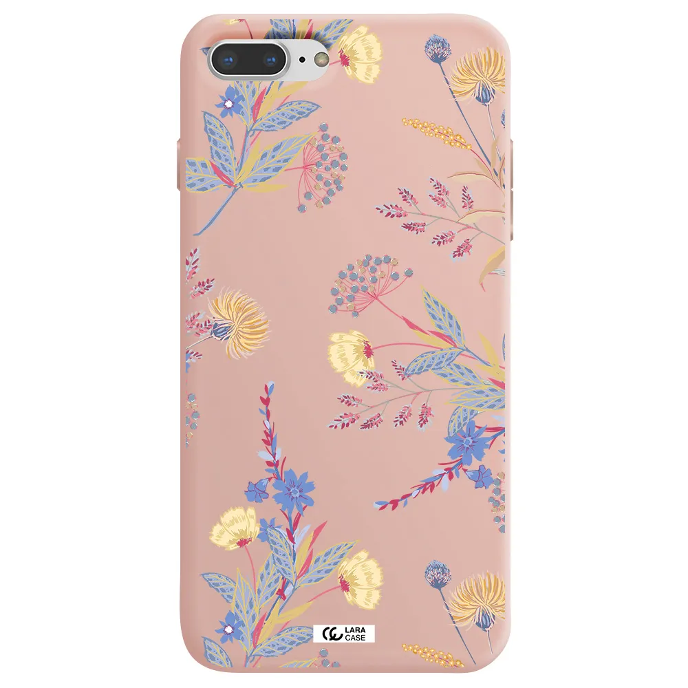 Pastel Fall Flowers Apple iPhone 8 plus Silicone pastel pink Case