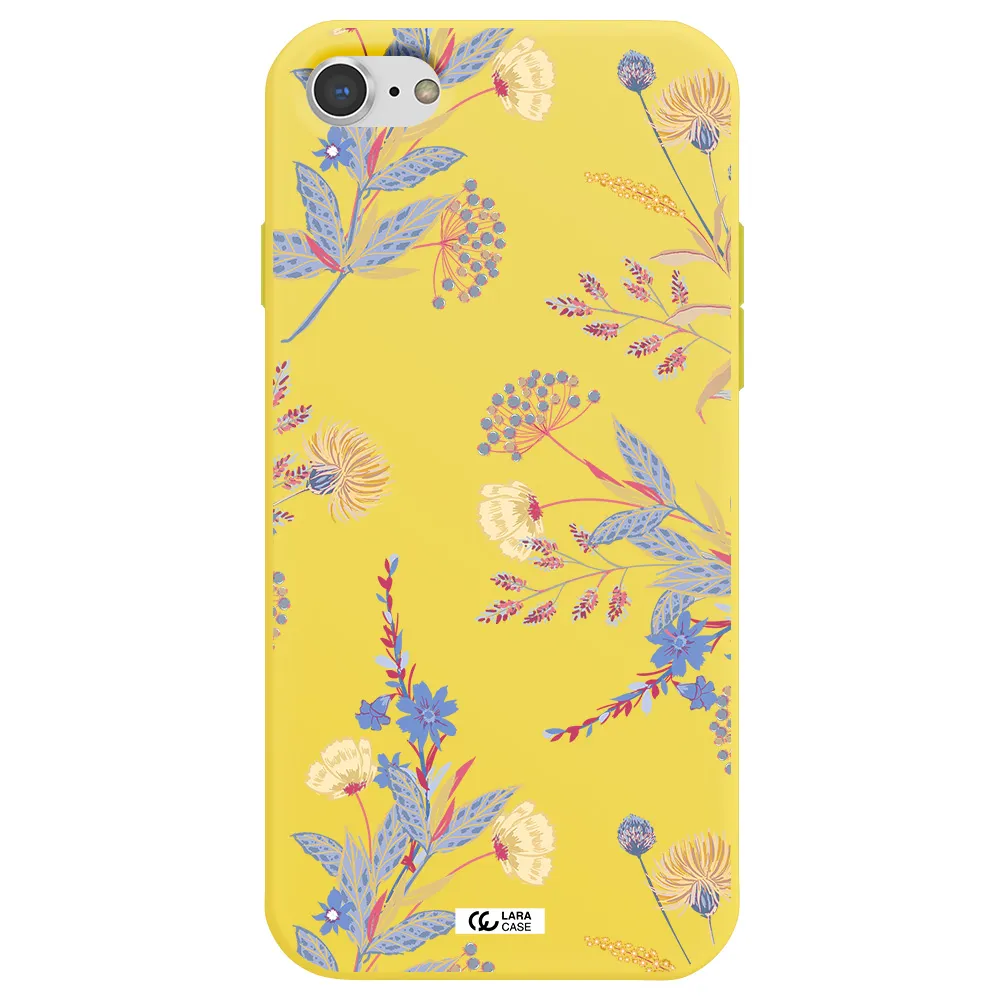Pastel Fall Flowers Apple iPhone 8 Silicone canary yellow Case