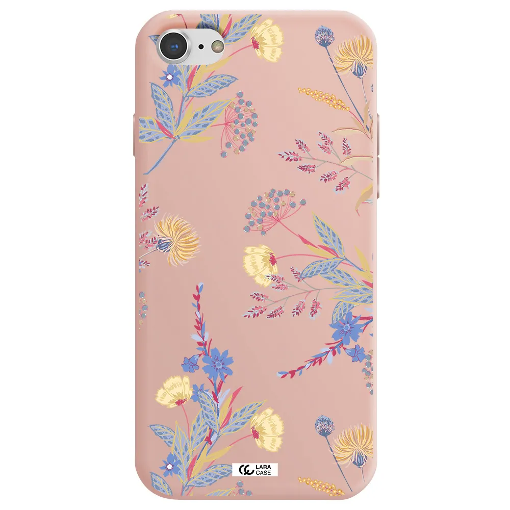 Pastel Fall Flowers Apple iPhone 8 Silicone pastel pink Case