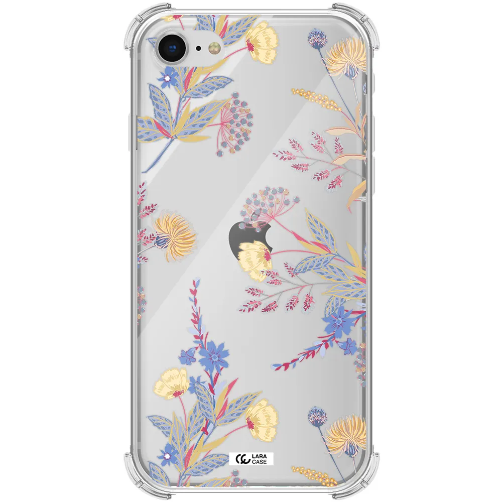 Pastel Fall Flowers Apple iPhone se 2020 Clear PC Case