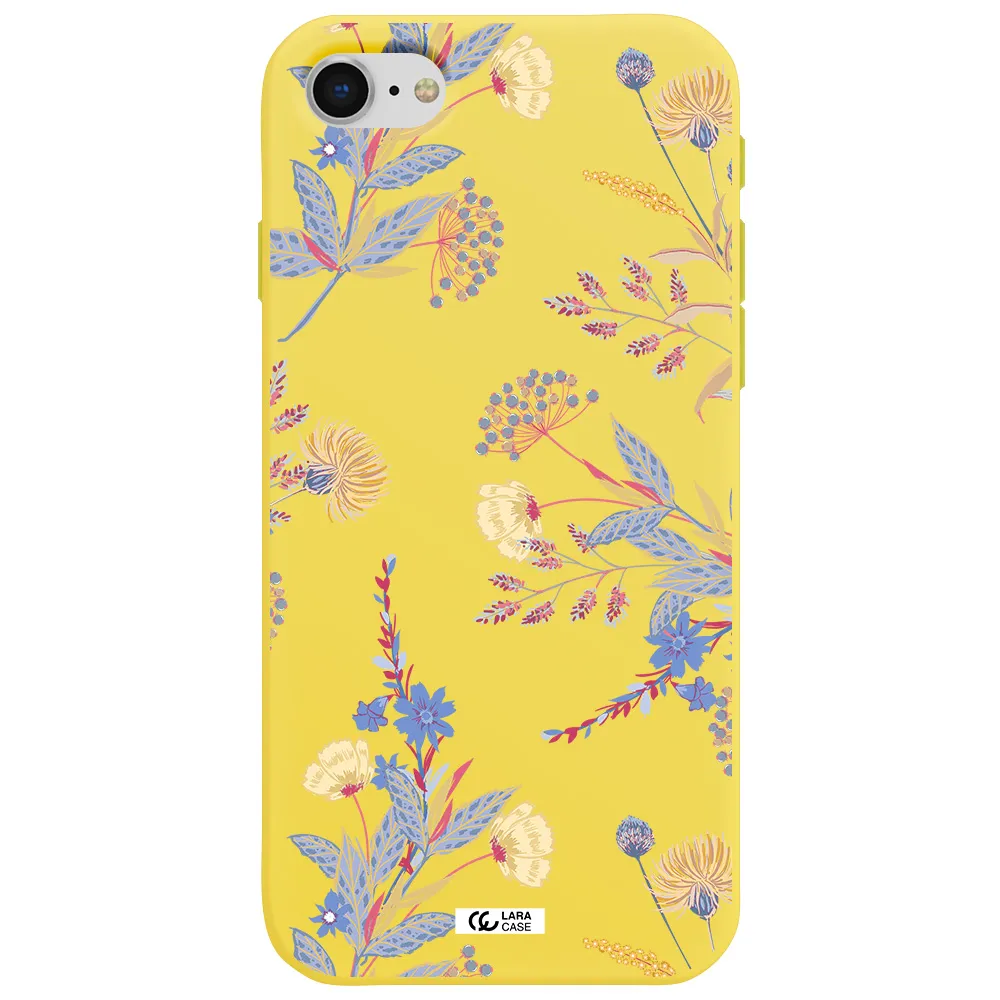 Pastel Fall Flowers Apple iPhone se 2020 Silicone canary yellow Case