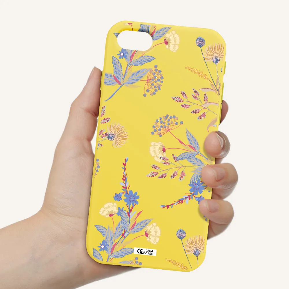 Pastel Fall Flowers Apple iPhone se 2020 Silicone canary yellow Case