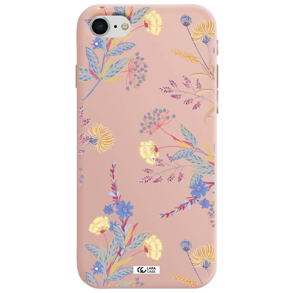Pastel Fall Flowers Apple iPhone se 2020 Silicone pastel pink Case