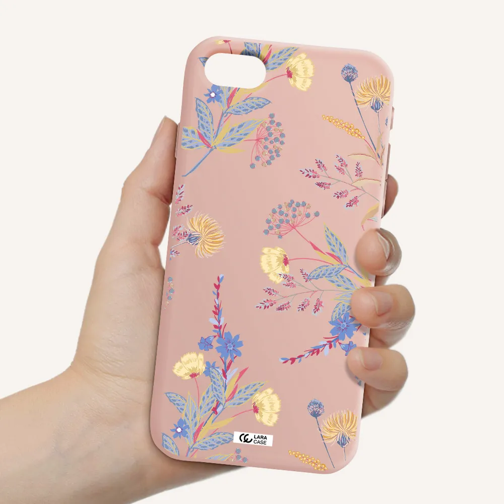Pastel Fall Flowers Apple iPhone se 2020 Silicone pastel pink Case