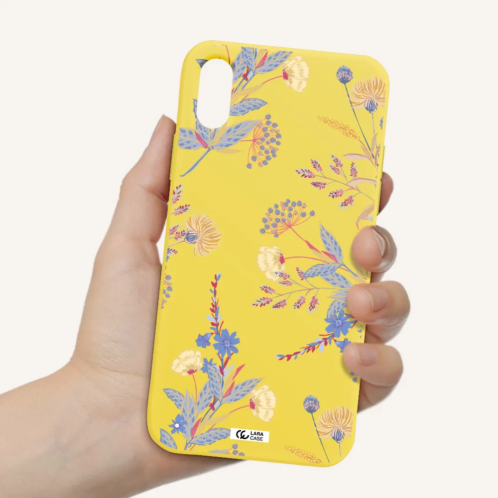Pastel Fall Flowers Apple iPhone X Silicone canary yellow Case