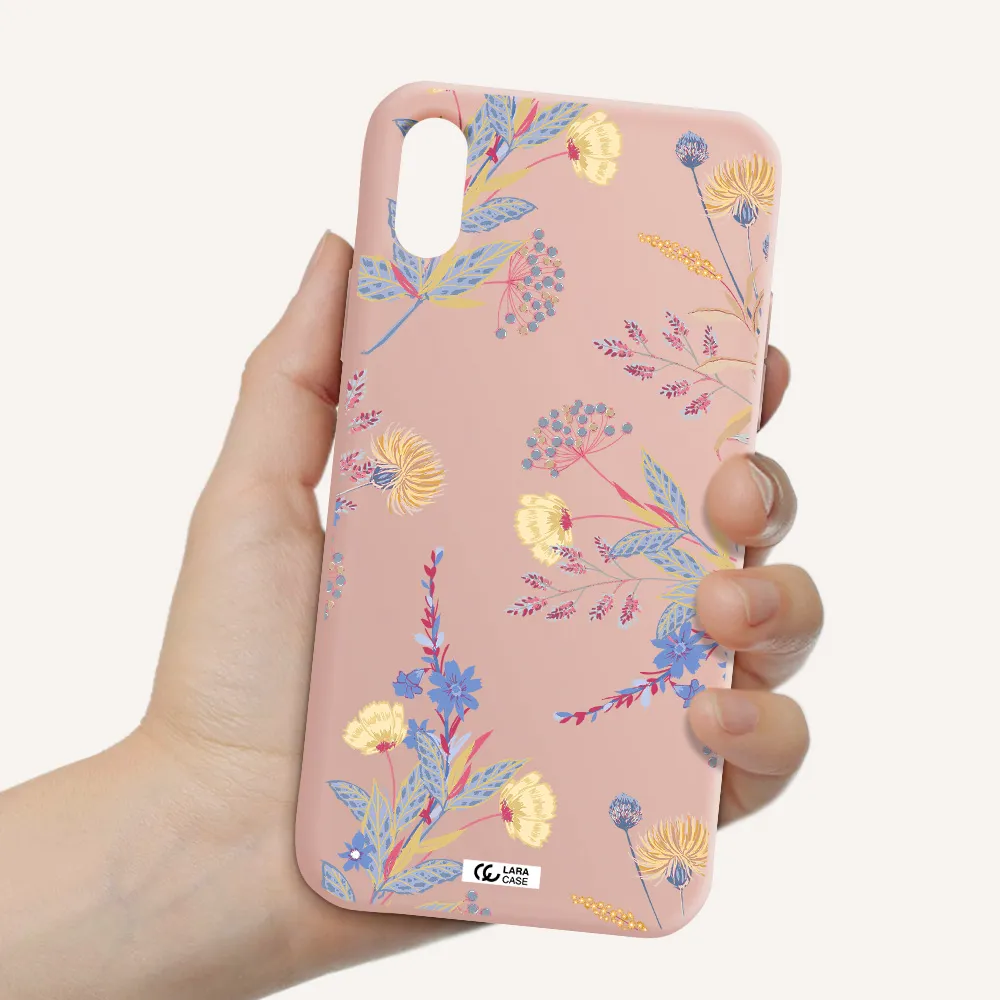 Pastel Fall Flowers Apple iPhone X Silicone pastel pink Case