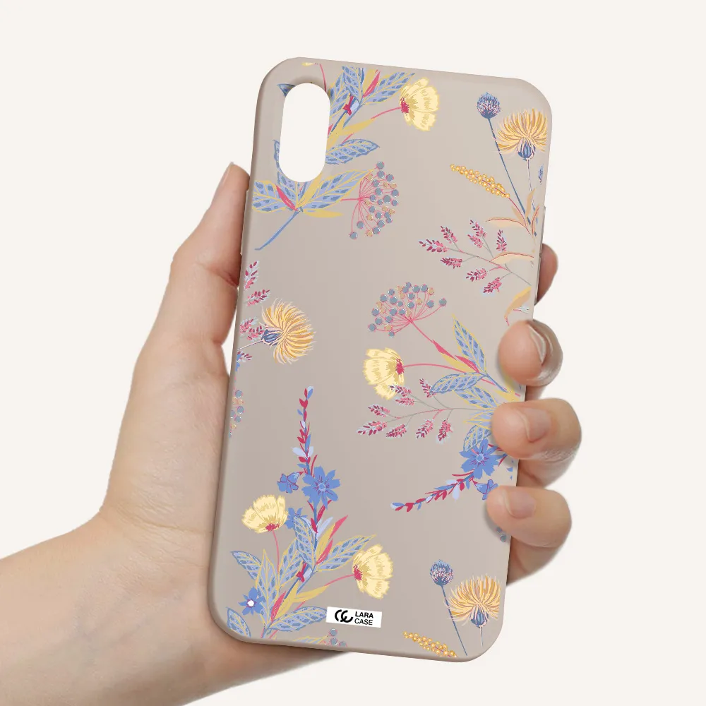 Pastel Fall Flowers Apple iPhone X Silicone Stone Case