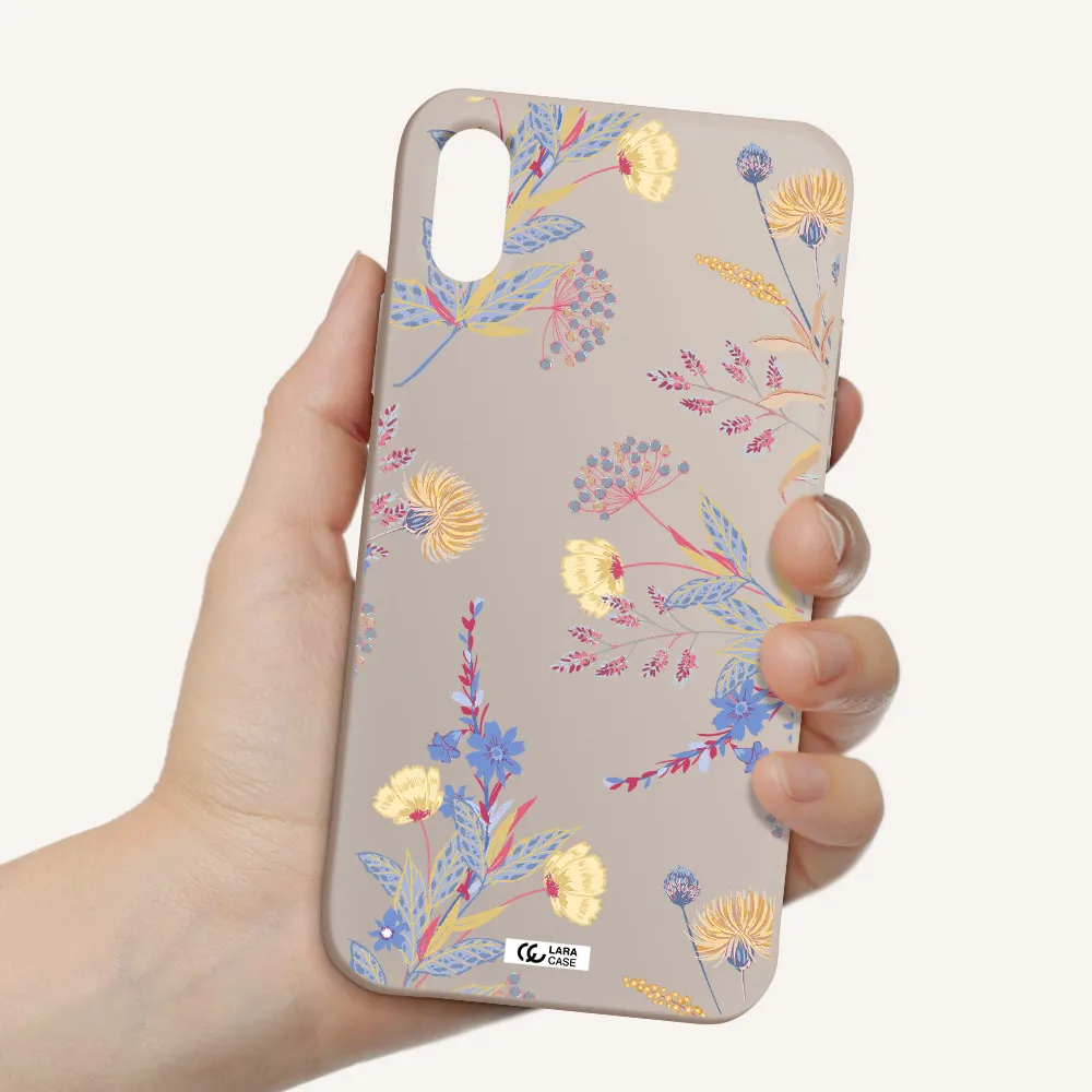 Pastel Fall Flowers Apple iPhone XS Silicone Stone Case