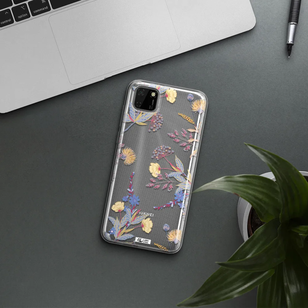 Pastel Fall Flowers Huawei Y5P Clear TPU Case