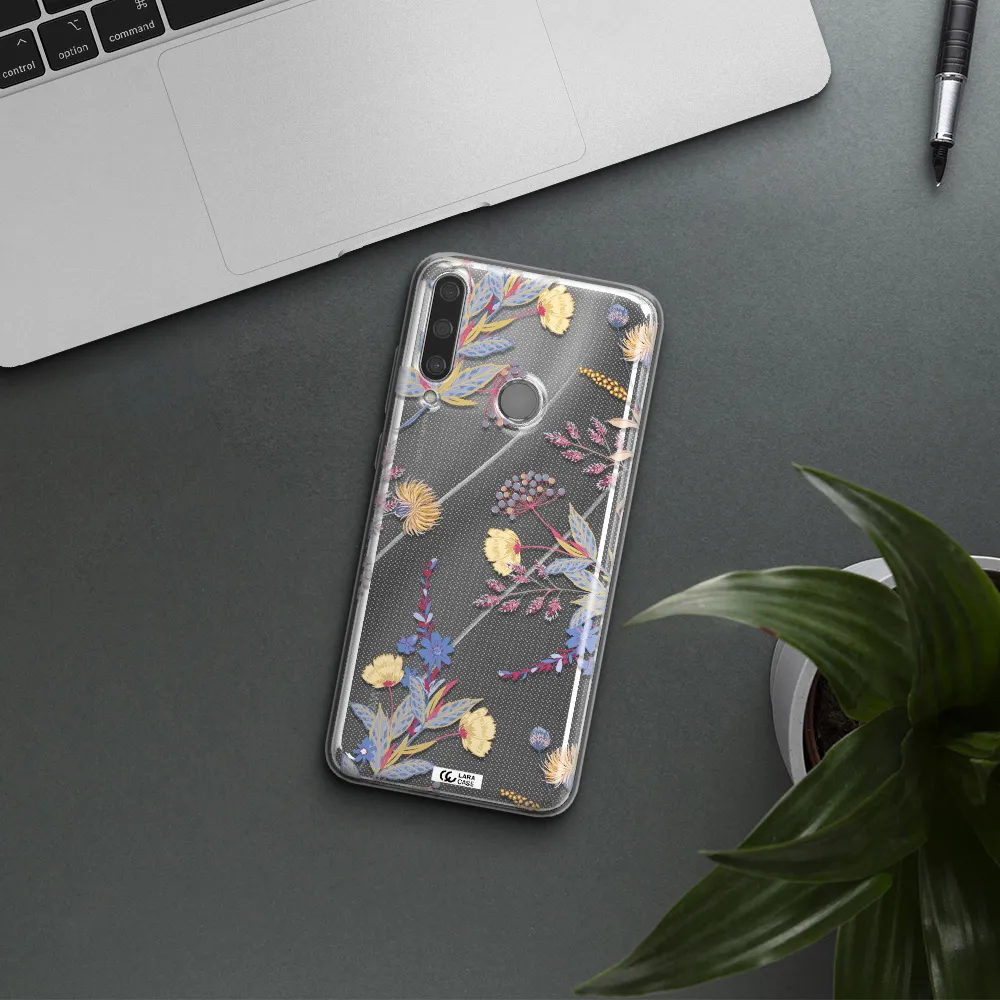 Pastel Fall Flowers Huawei Y6P Clear TPU Case
