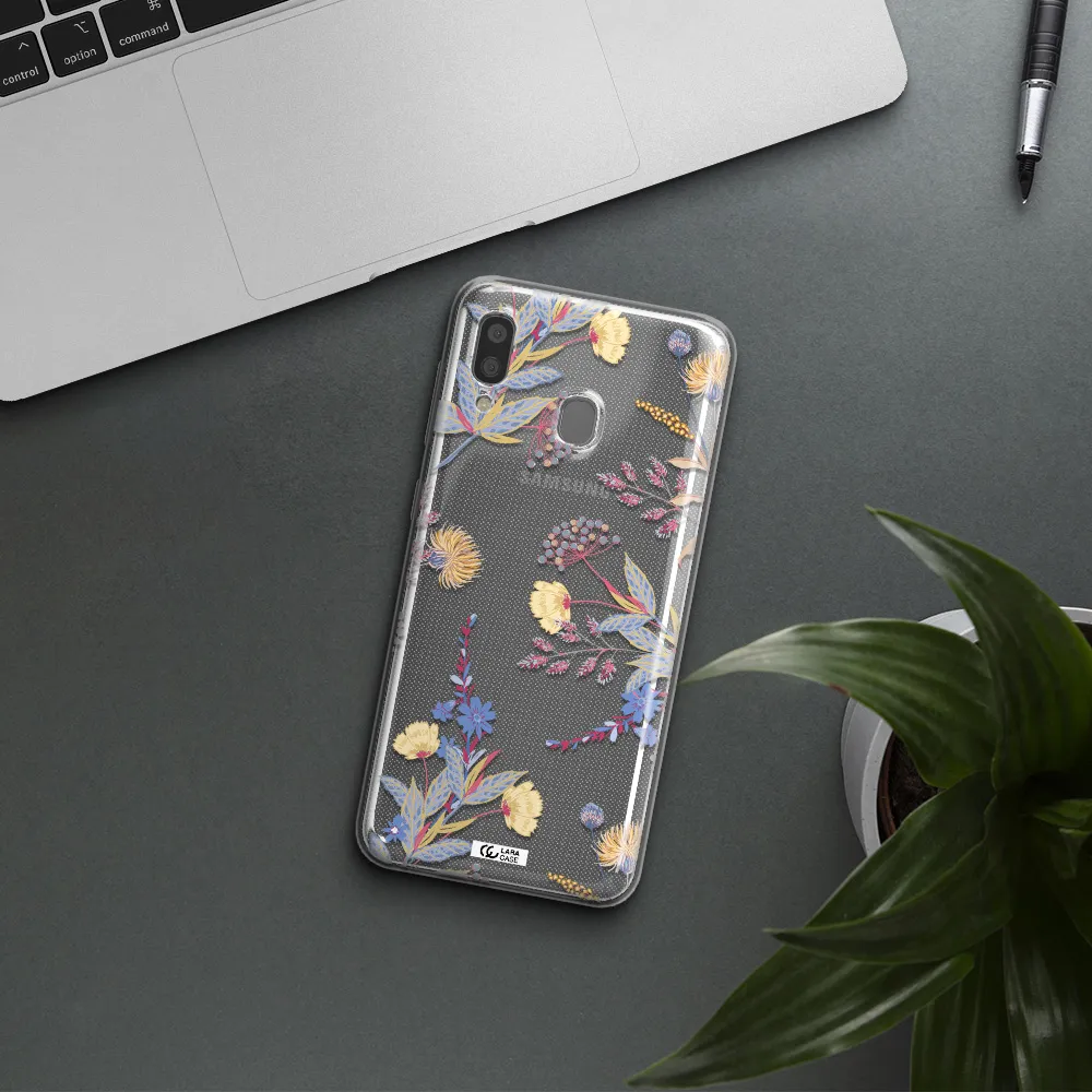 Pastel Fall Flowers Samsung A20 Clear TPU Case
