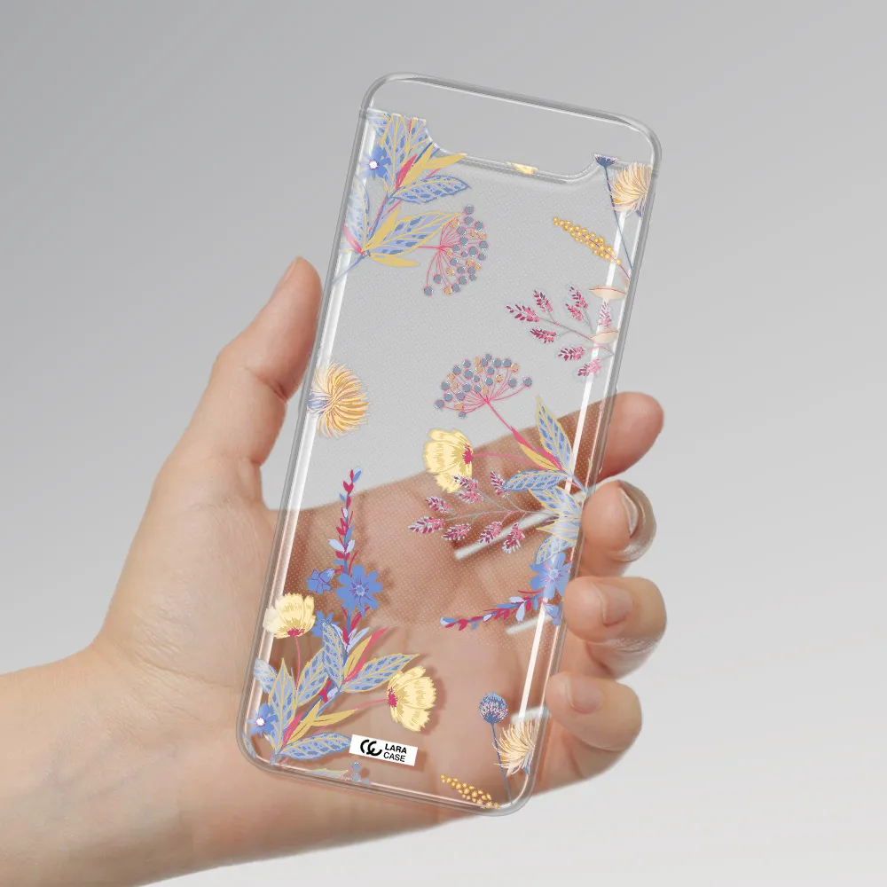 Pastel Fall Flowers Samsung A80 Clear TPU Case