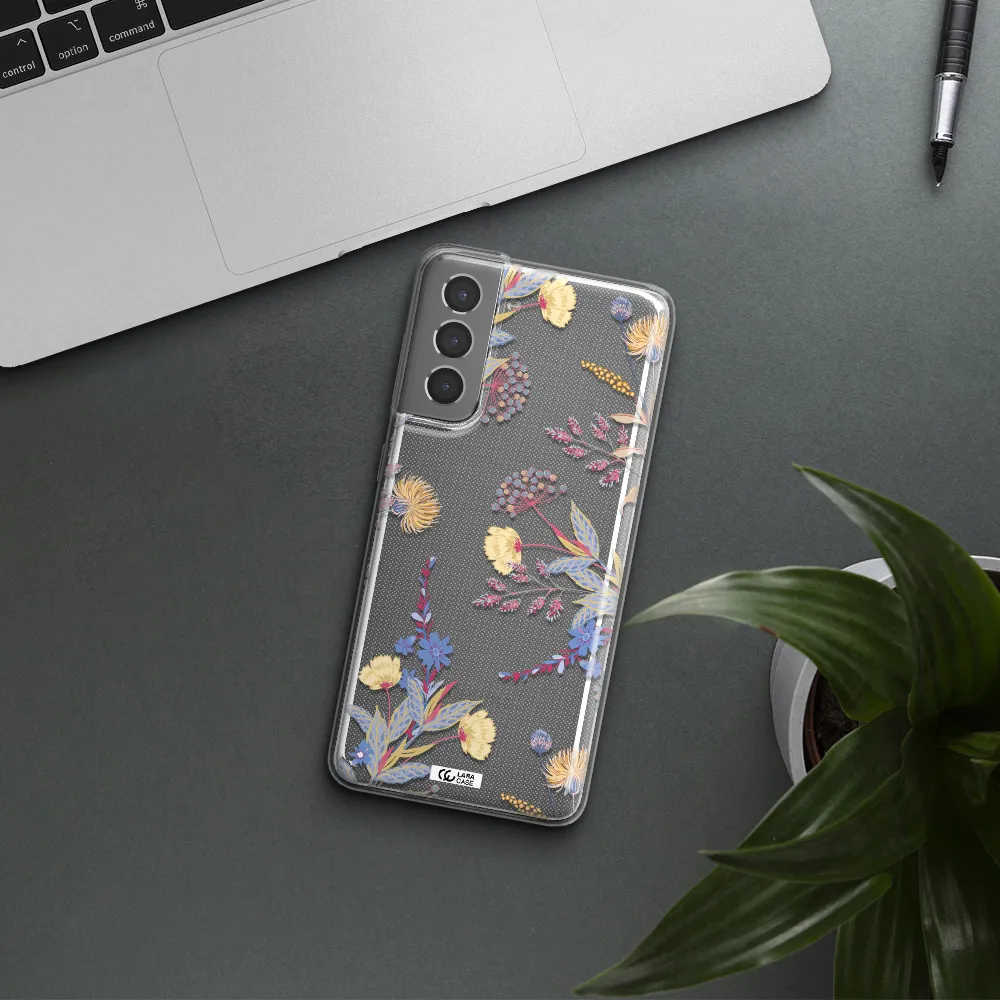 Pastel Fall Flowers Samsung S21 Plus Clear TPU Case