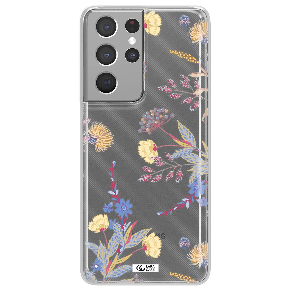 Pastel Fall Flowers Samsung S21 Ultra Clear TPU Case