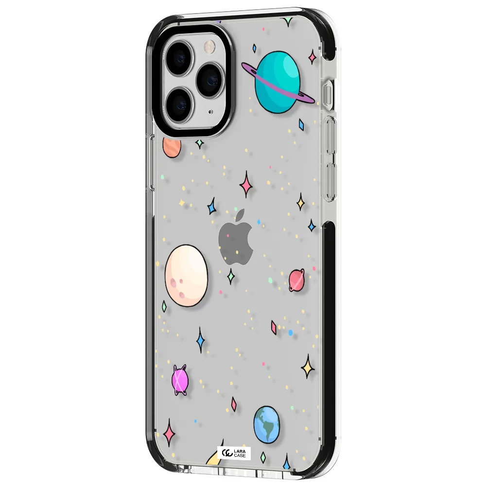 Solar System Print Apple iPhone 11 pro max impact black border Case
