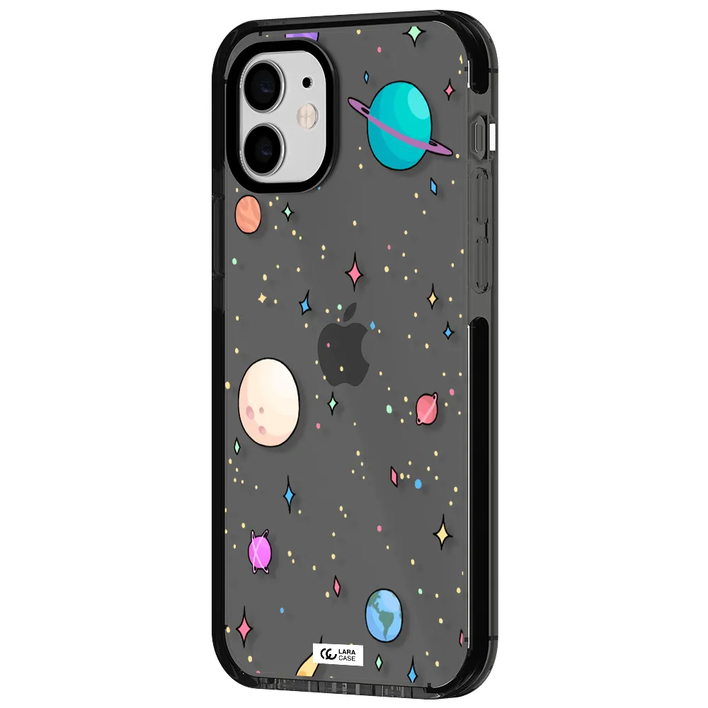 Solar System Print Apple iPhone 12 impact Smoke Black Case