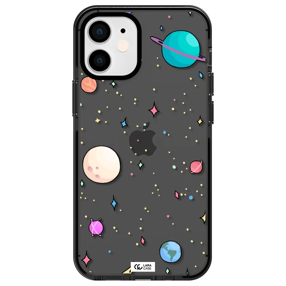 Solar System Print Apple iPhone 12 mini impact Smoke Black Case